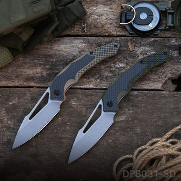 Folding Knife with G10 Handle and Single Side CNC 8Cr  Stonewashed Blade